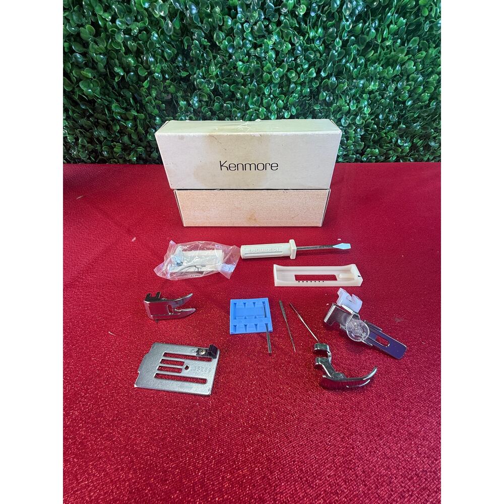 Vintage Kenmore Sewing Machine Accessories Kit Parts Box Presser Feet Needles
